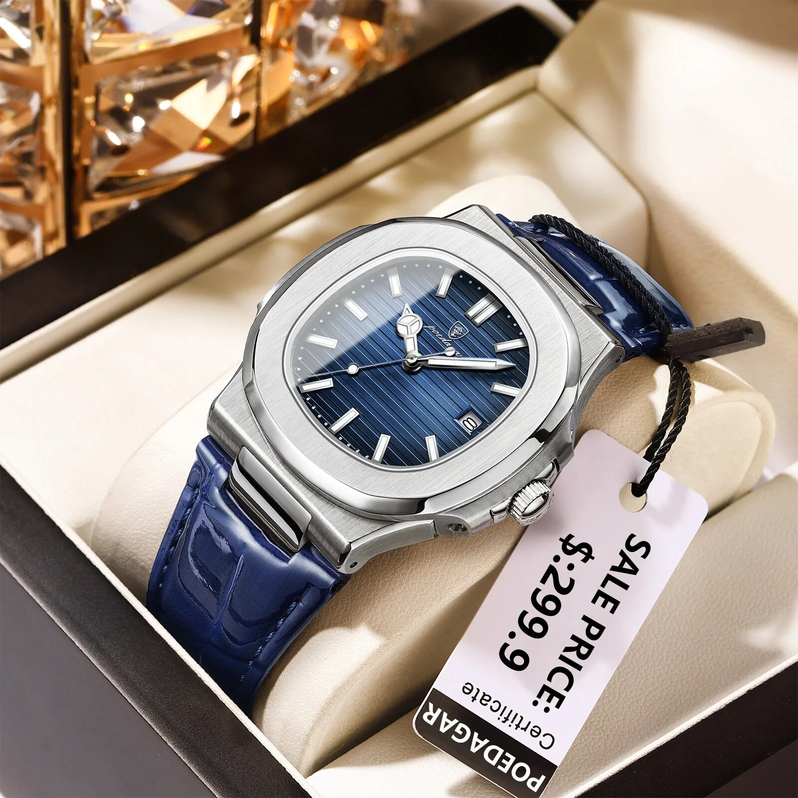 Luxury Watch Organizer For Men - POEDAGAR Top Luxury Square Man Watch