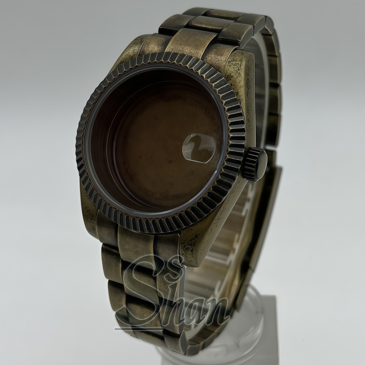Bronze Case Watch - 39MM Bronze‑Tone Grooved Watch Case Kit