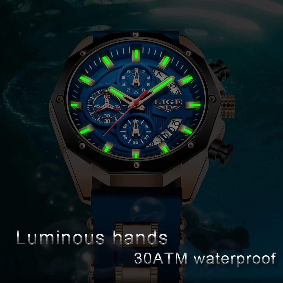 LIGE Fashion Men Watches Top B - Luxury Watch Name recension och pris