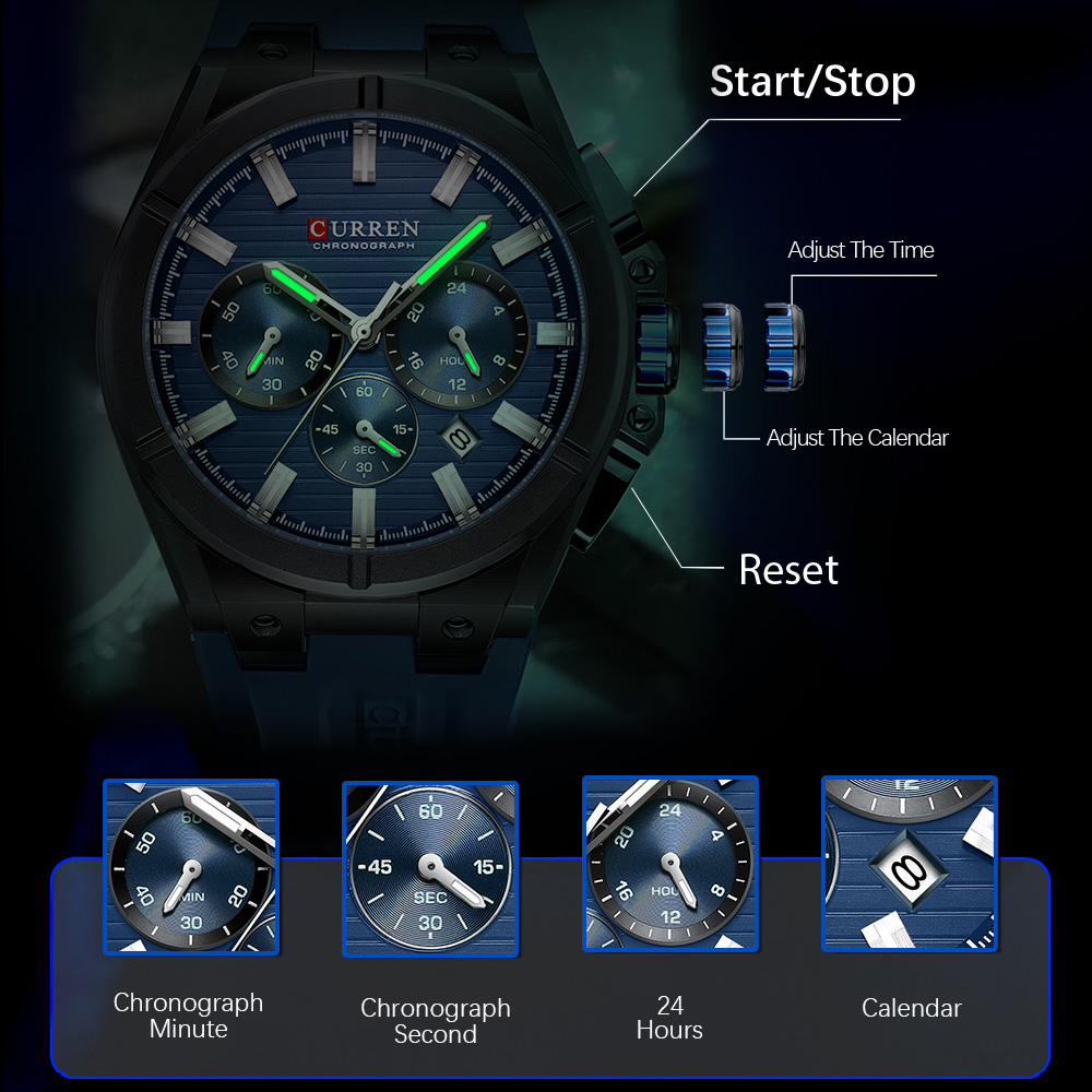 CURREN Luxury Men‘s Chronograp - Luxury Watch Japan recension och pris