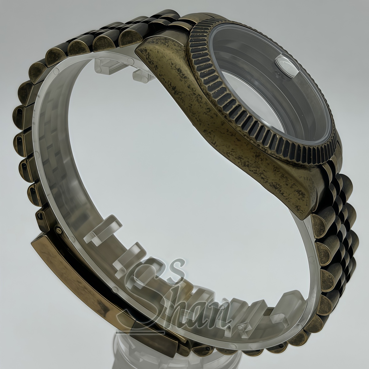 39MM Bronze‑Tone Grooved Watch - Bronze Case Watch recension och pris