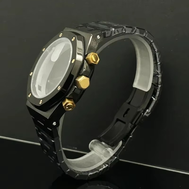 41mm Rose Gold Black Watch Men - Exhibition Caseback recension och pris